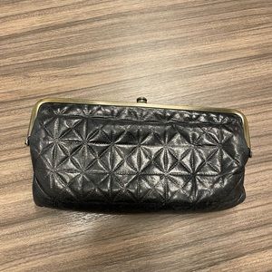 Black leather hobo wallet